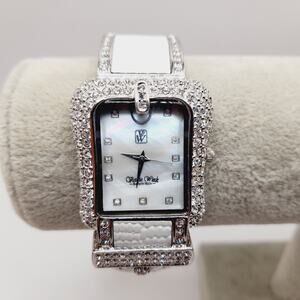 Vintage Victoria Wieck Watch Silver Rhinestone Cuff Stainless Steel Women’s